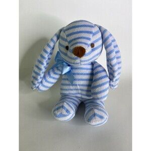 Bunny Rabbit Blue White Striped Plush Stuffed Animal Lovey Toy Houdini Inc 2015